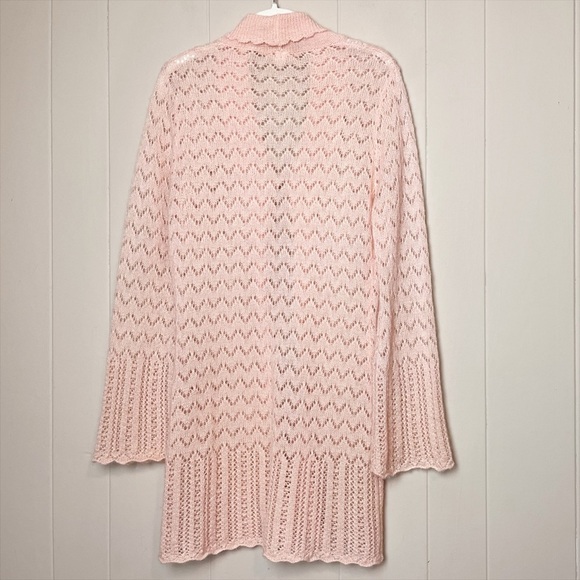 VTG Victoria’s Secret Y2K Tie Front Cardigan XS sweater blush pink pointelle - Picture 5 of 12